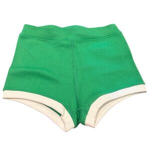 NWT aerie Green Ribbed High-Rise Bike Shorts with Cream Trim